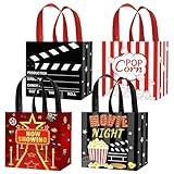 C L cooper life 12pcs Movie Night Party Gift Treat Bags with Handles Movie Night Grocery Shopping Bag Movie Theater Theme Non-Woven Bags for Movie Birthday Party Now Showing Party Supplies