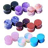 BodyJ4You 18PC Body Piercing Stone Plugs - Ear Stretching Kit - Gauges 6G (4mm) - Saddle Double Flared Tunnels Expander Stretchers Earrings - Men Women Unisex Jewelry