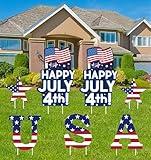 9 Pcs 4th of July Yard Signs with Stakes, Patriotic Star Yard Decor - Outdoor Waterproof Memorial Day Decorations for Lawn, Garden & Party Supplies