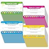 102 PCS Punch Cards, Incentive Reward Card Student Awards Loyalty Cards for Business, Classroom, Kids Behavior, Students, Teachers, 3.5” x 2”, 4 Styles