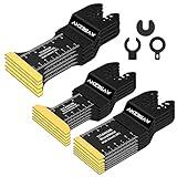 AMZBSAW 16 PCS Titanium Oscillating Saw Blades Metal Cutting, Multitool Blades for Soft Metal Nails Hard Material and Wood Plastic, Multi Tool Blades Kits Fit Dewalt Ryobi Bosch Milwaukee