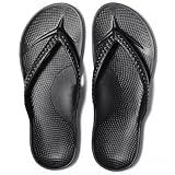 Litfun Women's Arch Support Flip Flops for Plantar Fasciitis Orthopedic Thong Sandals Comfortable Summer Beach Pool Slides, Black 40