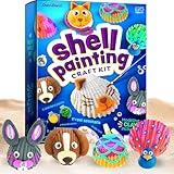 Dan&Darci Kids Sea Shell Painting Kit - Arts & Crafts Gifts for Boys and Girls - Craft Activities Kits - Creative Art Activity Gift Toys for Age 6, 7, 8, 9, 10, 11 & 12 Year Old 8-12