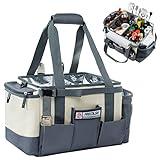FRECOLSH Large Grill Caddy - BBQ/Tailgating Accessories, Insulated Condiment Holder - Camping, Picnic, BBQ, Tailgating, Family Gathering - Ivory-Grey, 1 Gallon, 16"W x 11"D x 11.5"H