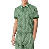 Lacoste Mens Seasonal Short Sleeve Classic Fit Monogram Polo, Calathea Green, Large