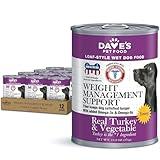Dave's Pet Food Weight Management Dog Food (Turkey & Vegetables), Made in USA, Weight Loss, Soft, Canned Wet, 13.2oz (12 Pack)