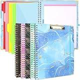 SFLHHDM Clipboard Folio with Refillable Notepad, 5 Dividers with 10 Pockets Storage Spiral Notebooks,Cute Clipboard Folder,Spiral Clipboards Portfolio Planners for School Office (Pale Blue)