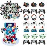 60 PCS Edible Video Game Cupcake Toppers GamePad Cake Decorations Edible Game On Controllers Cupcake Picks for Game Theme Baby Shower Boys Girls Birthday Anniversary Party Food Decorations Supplies