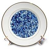 3dRose 8 inch Porcelain Plate - Image of Wavy Quilt in shades of Blue lens Art by Florene - Trendy Textures