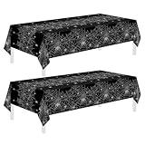 Halloween Tablecloth,2 Pack Disposable Plastic Tablecloth 54"x108" Halloween Decorations,Black Table Cloth for Birthday Decors,Spider Web Table Cover,Party Supplies for Indoor or Outside,Home,Dinner