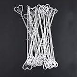 80pcs 13inch Plastic Clear Floral Picks Heart Shaped Head Flower Card Holder Sticks Flower Pickers for Wedding, Birthday Parties, Events, Valentine's Day, Decorations