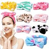 UMIKU 8 Pack Spa Headband for Women Facial Makeup Headband Soft Coral Fleece Christmas Stocking Stuffers Bow Hair Band Head Wraps for Washing Face Mask Spa Gifts For Women Gifts Basket