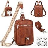 2 in 1 Crossbody Bags for Women Men Sling Backpack Purse Faux Leather Cross Body Bag for Woman with 2 Deletable Straps and Wipes Pouch Large Front Chest Shoulder Purses Diaper Bag Fanny Pack Brown