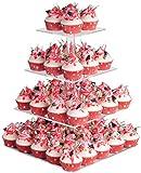 YestBuy 4 Tier Acrylic Cupcake Stand, Premium Cupcake Holder, Acrylic Cupcake Tower Display Cady Bar Party Décor â Display for Pastry(4.7" Between 2 Layers)