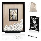HYMENEX Wedding Guest Book Alternative, Guest Book Wedding Reception, Wedding Guest Book with Wooden Hearts Guest Book Signs for Wedding Anniversary Birthday Party Baby Shower