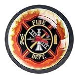 4pcs Drawer Knob Pull Handle Fire Department with Ladder Public Service Essential Tools of Firefighters Pulls Cupboard Knobs with Screws for Home Office Dresser Furniture Wardrobe Handles 35mm