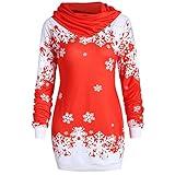 JEUROT Oversized Christmas Sweatshirt for Women 2024 Ugly Christmas Sweaters Long Sleeve Hoodie Fashion Casual Pullovers Drawstring Xmas Print Pullover Trendy Fall Tunic Tops Christmas Clothes Red