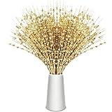 Geosar 30 Pcs Artificial Glitter Berry Stem Decorations Bead Sticks Pick 17 Inch Xmas Ornaments Bouquet Party Centerpiece Glittery Twigs for Wedding Tree Wreath Christmas Home Decor(Gold)