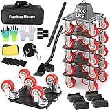 Heavy Duty Furniture Dolly with 5 Wheels, 4000 lbs Load Capacity for Easy Moving and Storage, Furniture Lift Mover Tool Set Perfect for Heavy Home or Office - Made of Premium Carbon Steel（6 Packs）