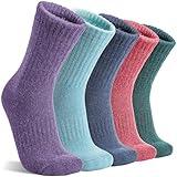 MOGGEI Womens Merino Wool Socks for Hiking Winter Warm Thick Thermal Crew Cozy Cabin Ladies Gift Comfy Boot Work Socks 5 Pairs(Color Series(5 Pairs))