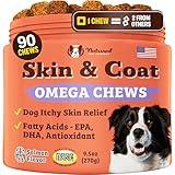 Natural Dog Company Skin & Coat Chews, Salmon & Peas Flavor, Dog Vitamins and Supplements for Healthy Skin and Coat, Itch Relief for Dogs with Allergies, Biotin, Vitamin E, and Omega 3, Antioxidant