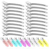30PCS Metal Alligator Hair Clips, Duck Billed Salon Styling Clips with Holes, Heavy Duty Silver Hair Pins for Women, DIY Bows & Home Use (30 Mixed Sizes)