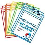 Magnetic Dry Erase Pockets by Two Point (10-Pack) - 10 x 14 in - Portrait Clear Dry Erase Pocket Sleeves, Job Shop Ticket Holders, Clear Paper Sleeves Protector, Magnetic Folder Pouch
