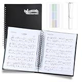 Piano Sheet Music Folder Organizer: 40 Plastic Sleeves Display 80 Pages Spiral Music Binder Organizer - Size Letter 8.5 x 11 Storage Folder for Choral Band Orchestra Choir (Black)
