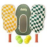 Dinkly Pickleball Paddles Set of 4 - USAPA Approved Graphite/Fiberglass Pickleball Racket, 4 Pickleball Rackets, 4 Balls and 1 Portable Carry Bag, Pickle Ball Set for Men Women, Wave Check