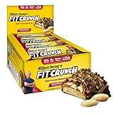 FITCRUNCH Full Size Protein Bars, 6-Layer Baked Bar, 6g of Sugar, Gluten Free & Soft Cake Core (12 Bars, Peanut Butter)