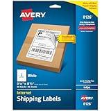 Avery Half-Sheet Printable Shipping Labels, 5.5" x 8.5" Customizable Stickers, White, 50 Blank Mailing Labels, Great for Mailing, Shipping, Organizing, and More (8126)