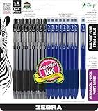 Zebra Pen Z-Grip Writing Set, 18-Pack Black Ink Ballpoint Pens and Mechanical Pencils, 1.0mm Medium Point Pens with Black Barrels, #2 HB Lead Pencils with Blue Barrels, Comfort Grip (24218)
