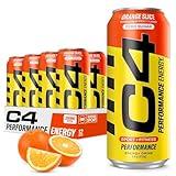 C4 Energy Carbonated Zero Sugar Energy Drink, Pre Workout Drink + Beta Alanine, Orange Slice, 16 Fl Oz (Pack of 12)