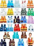 Puteraya 26 Pcs Kids Community Helper Dress Up Vest Bulk Occupation Costumes Role Play Career Cosplay Clothes for Kids Career Day Halloween Doctor Police Fireman Pretend Play