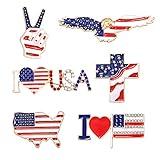 American Flag Brooches 4 th of July Patriotic Red White Blue Rhinestone USA Letter Cross Eagle Map Heart Ribbon Brooch Pin Bulk Vintage Fourth of July Celebrate Independence Day Lapel Pins for Women