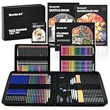Shuttle Art 103 PCS Drawing Kit, Professional Drawing Supplies with Sketch, Charcoal, Colored, Graphite, Pastel Pencils & Sticks, Complete Drawing Tools and Paper Pads in Zipper Case for Artists&Kids