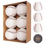 Forcebucket Baseball Practice Balls, White Leather, Set of 6, Youth Training and Autograph
