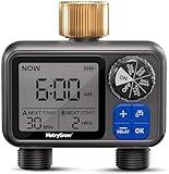 Sprinkler Timer, Programmable Irrigation Water Timer with 2 Brass Inlet for Garden Hose, Automatic Watering System for Yard Lawn, Rain Delay