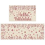 Pickmesh 2 Pcs Valentine Day Kitchen Mats Love Heart Kitchen Rug Valentine‘s Day Doormat Non-Slip Absorbent Floor Mat Seasonal Home Decorative Mat 17x29 and 17x47 Inch