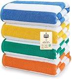 Utopia Towels 4 Pack Cabana Stripe Beach Towel, 30 by 60 Inches, Oversized 100% Ringspun Cotton Pool Towels, Highly Absorbent Bath Towels for Bathroom