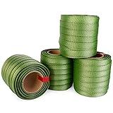 IDL Packaging 3/4" x 250' Tree Tie Flat Rope, 1800 lbs Break Strength, Green (Pack of 4) - Heavy Duty Tree Straps for Staking and Securing Trees - Horticulture, Landscaping, Camping Gardening Supplies