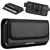 ykooe Rugged Nylon Holster Compatible with iPhone 16 15 14 13 12 & Pro Models, Galaxy S25, S24, S23, S22 Cell Phone Belt Holder for Men, Black - L
