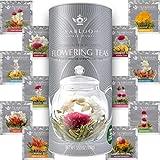 Teabloom Flowering Tea - 12 Unique Varieties of Blooming Tea Flowers - Hand-Tied Green Tea Leaves & Edible Flowers - 12-Pack Gift Canister
