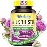 Organic Milk Thistle, 9000 mg Equivalent, 30X Concentrated Seed Extract, 80% Silymarin, Liver Support Cleanse Detox, Fatty Liver Supplements, Non-GMO, No Gluten & Soy, 90 Veggie Caps, 3 Month Supply