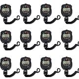 12 pack Multi-function Electronic Digital Sport Stopwatch Timer, Large Display with Date Time and Alarm Function,suitable for Sports Coaches Fitness Coaches and Referees