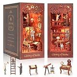 Hamino Book Nook Kit — 3D Wooden Puzzle Booknook, DIY Miniature Dollhouse Booknook Kit, Bookend Bookshelf Insert Decor Model Building for Teens Adults Girls Boys Beginners(Adventure Library)