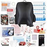 72 HRS Essential Emergency Survival Kit - Heavy Duty 72 Hour Bug Out Bag Survival Kit for Earthquake, Hurricane, Tsunami, Winter, Blackout - Include Emergency First Aid Kit, Water, Food (Black 2P)