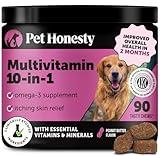 Multivitamin Dog Supplement, Glucosamine chondroitin for Dogs, Probiotics, Omega Fish Oil, Dog Supplements & Vitamins, Vitamins for Skin and Coat Allergies, (Peanut Butter 90 ct)