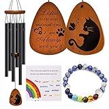 Cat Memorial Wind Chimes & Bracelet, Sympathy Gifts for Cat Lovers, 28 inches