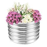TBMLC 17" Tall Elevated Round Metal Rised Garden Bed- 2'x2' in Size and 0.8MM Thick Durable Planter Box for Vegetables Flowers Succulent at Patio/Garden Outdoor (Silver, 2FT Diameter)
